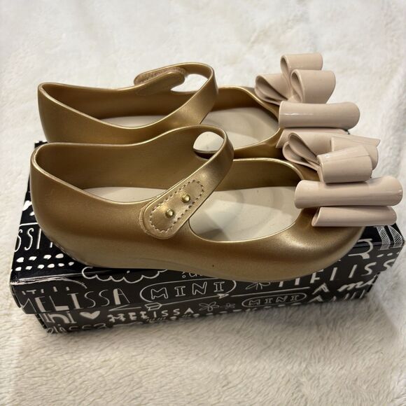 Mini Melissa Ultragirl Sweet III Mary Jane Shoes Size 12 Beige New With Box - Picture 3 of 6